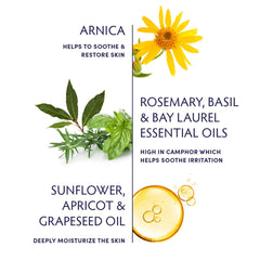 Massage application shows Alpine Arnica Oil targeting tension and softness.