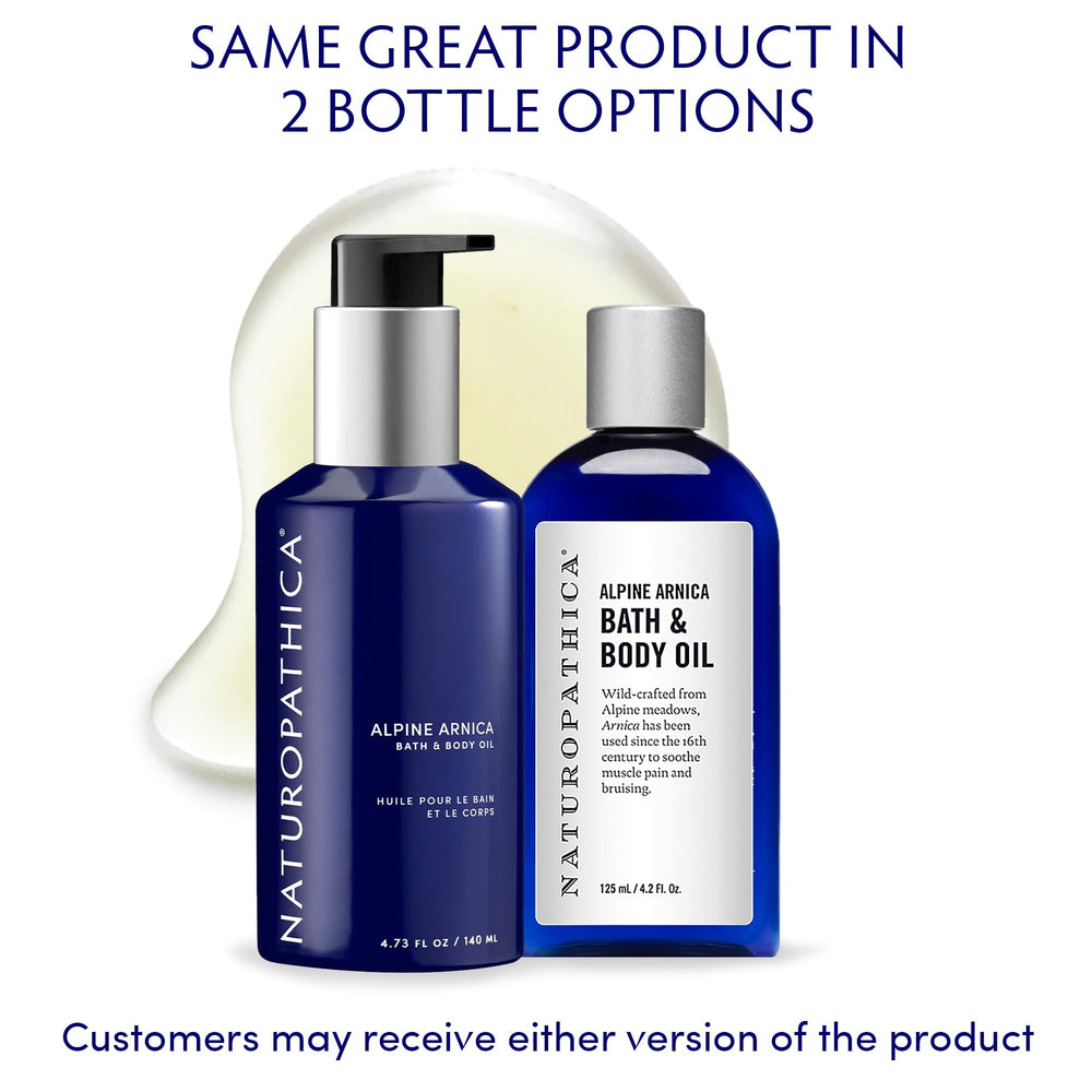 Close-up of Alpine Arnica Oil texture for quick skin absorption.