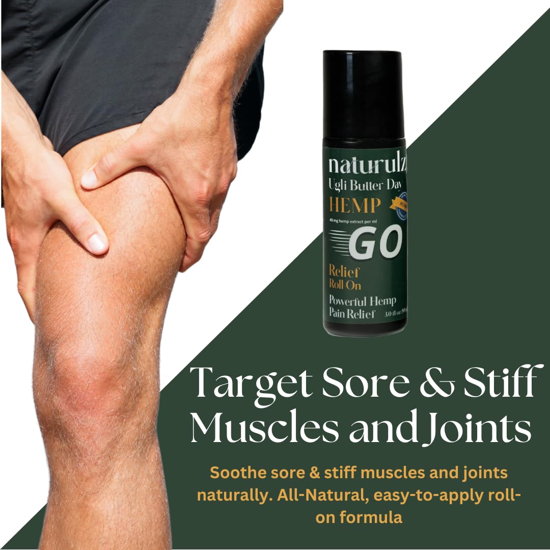 Naturulz Ugli Butter Roll-On applied to neck and shoulders for tension relief