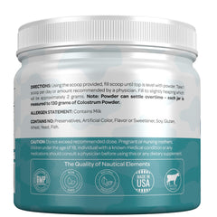 Nautical Elements Colostrum Powder Midwest farm sourcing highlights ethics.