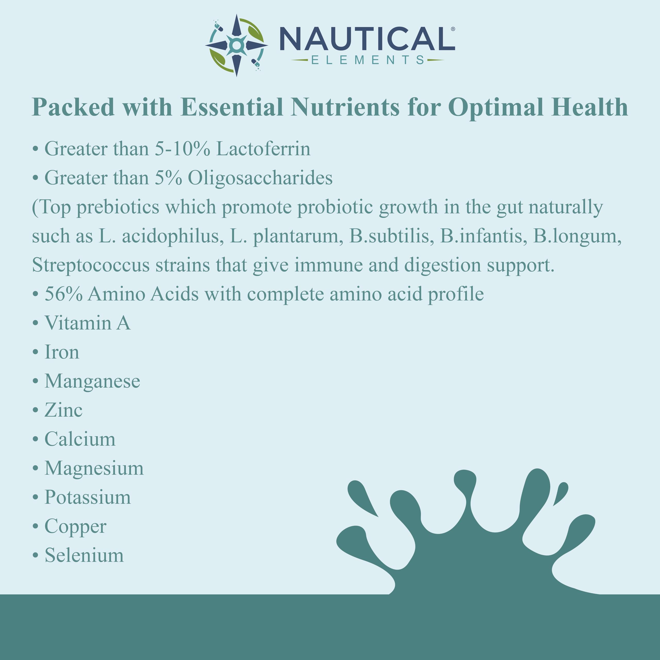 Nautical Elements Colostrum Powder unflavored powder ideal for smoothies.