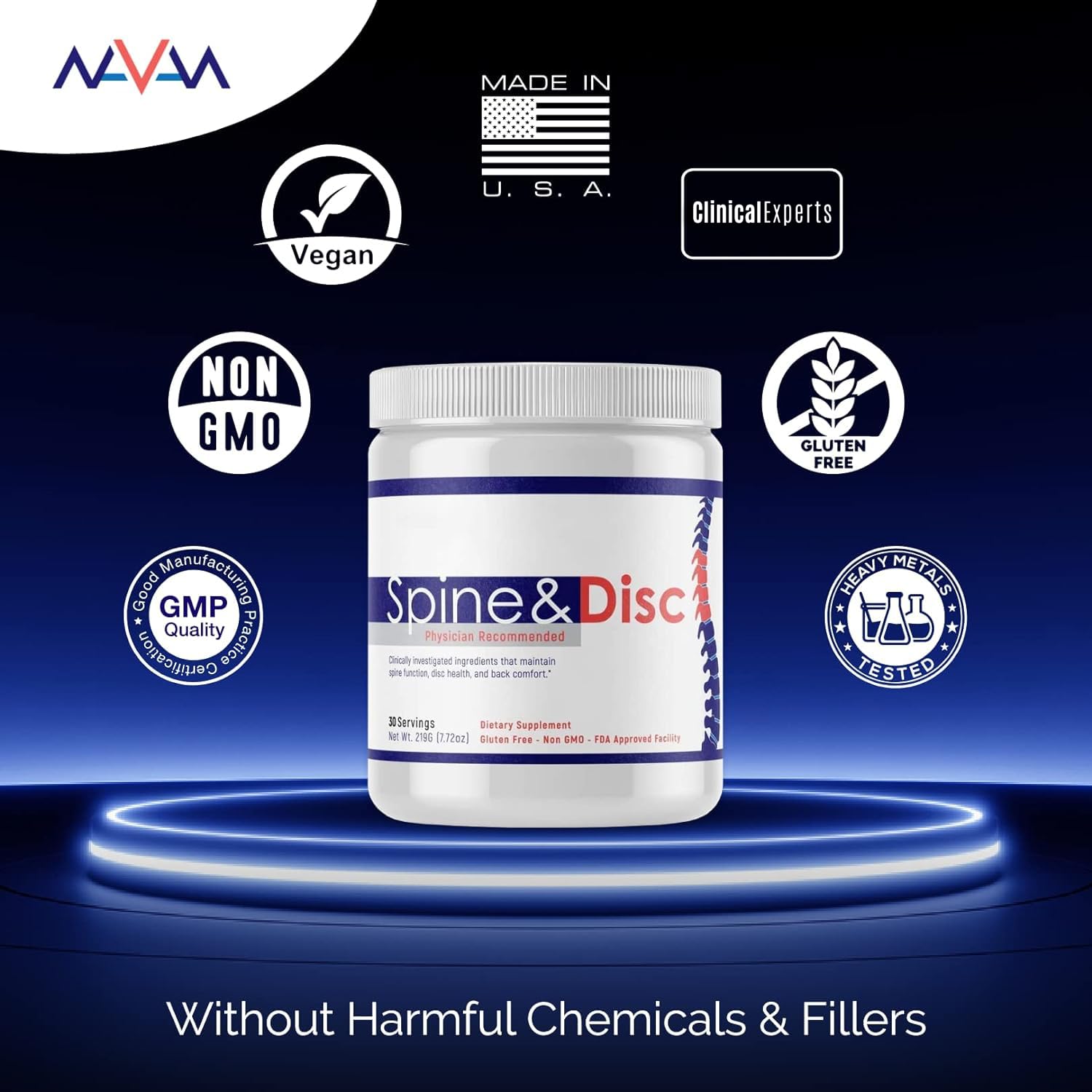 Navan spine-neck-back focus powder ready for routine use for back support