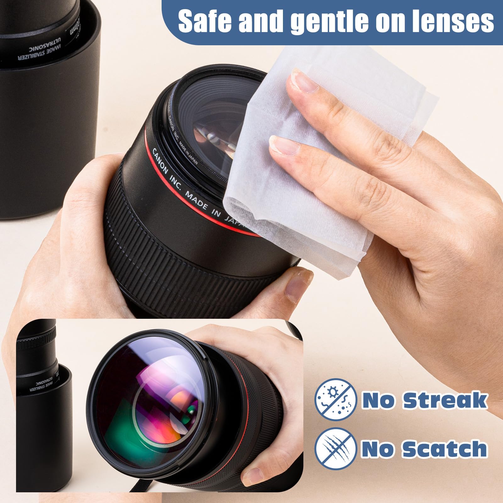 Navona ammonia-free lens wipes protect coatings with streak-free results