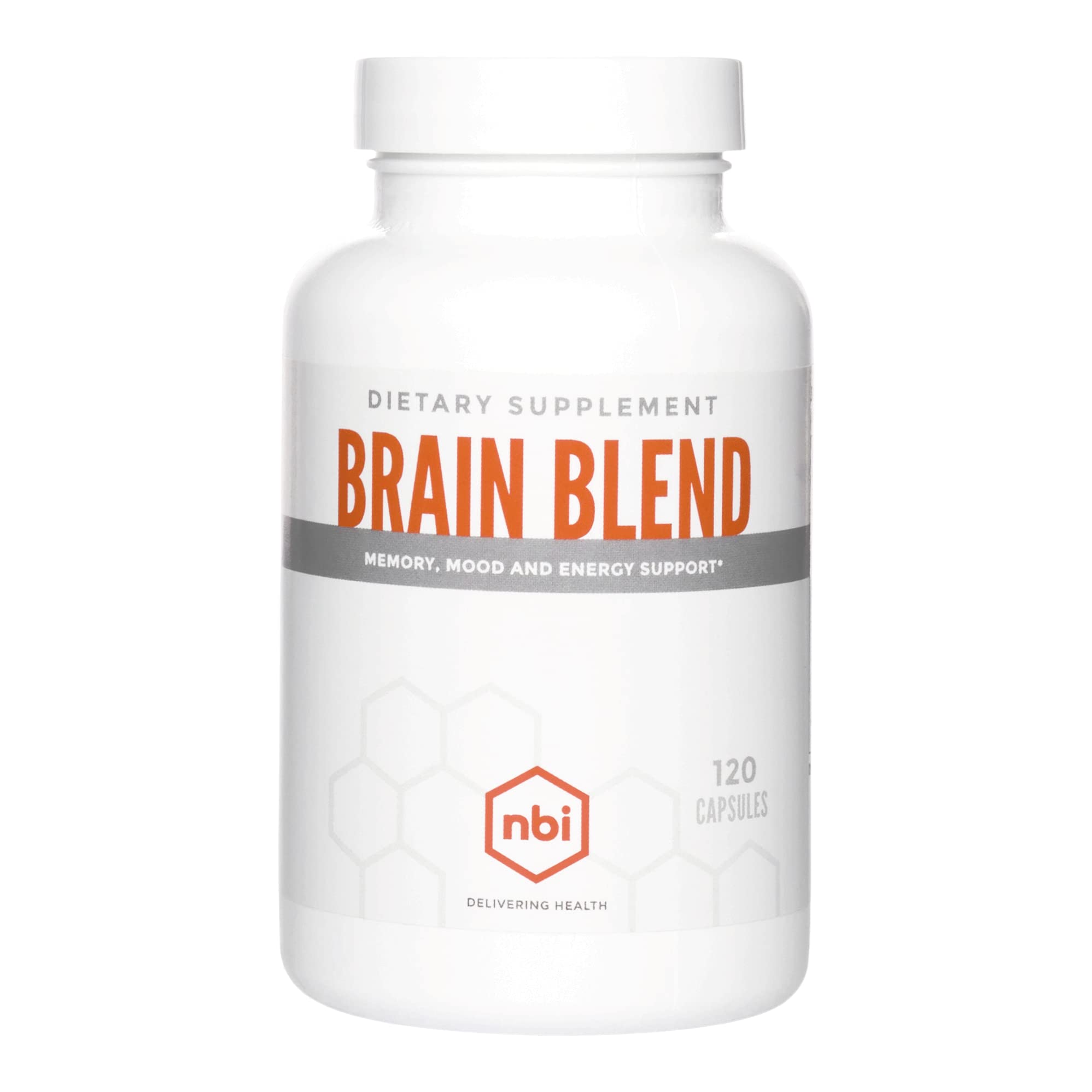 NBI Brain Blend capsules bottle for convenient daily focus support