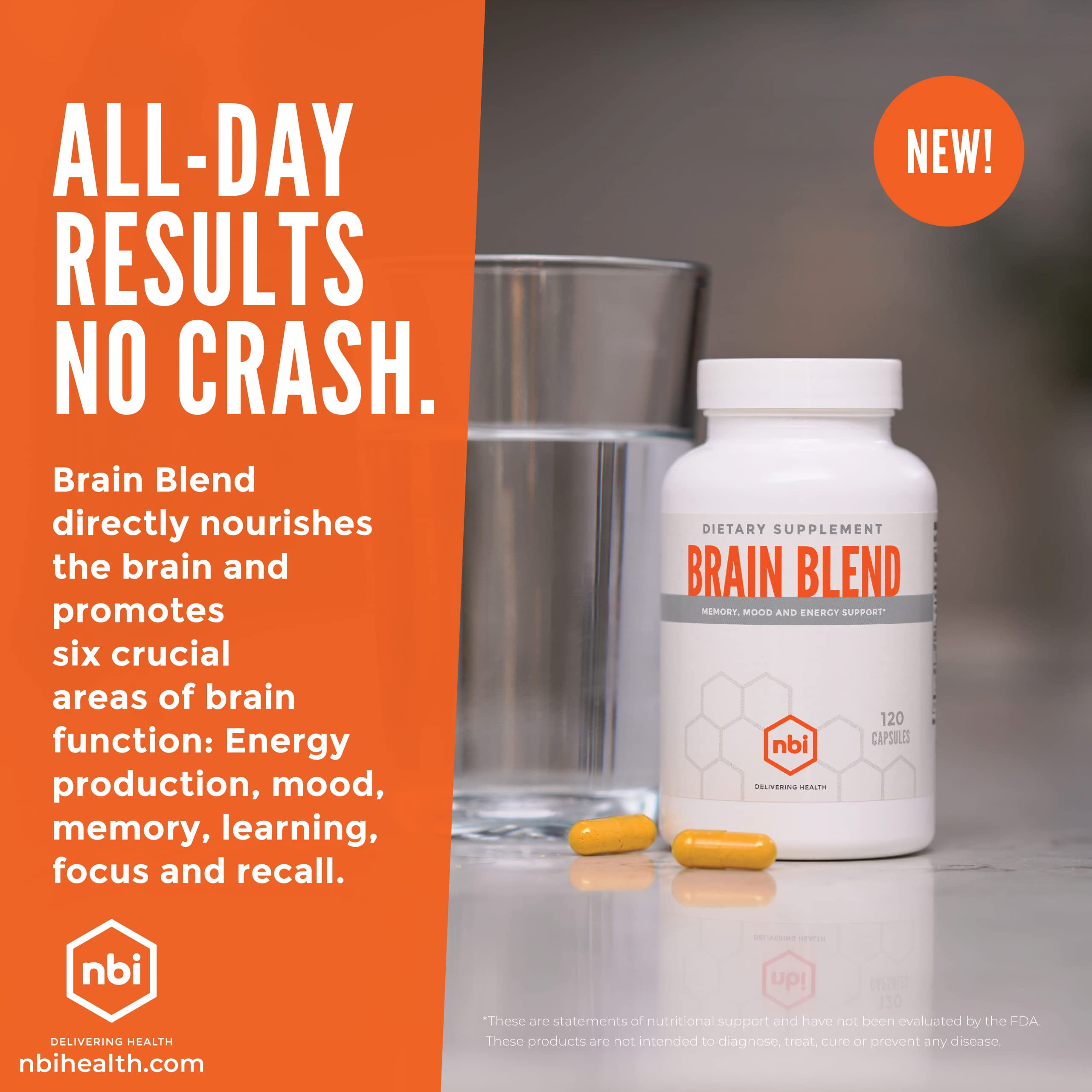 Hands holding NBI Brain Blend bottle for daily routine
