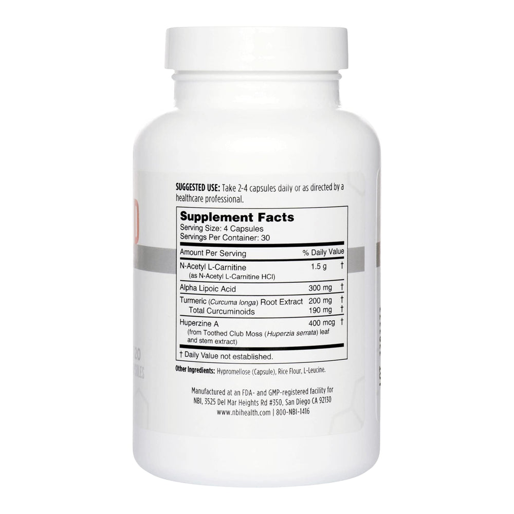 NBI Brain Blend front label highlights caffeine-free formula