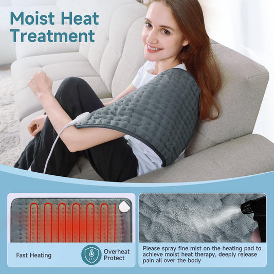 NBKLS 12x24 heating pad side view shows broad coverage for neck and shoulders.