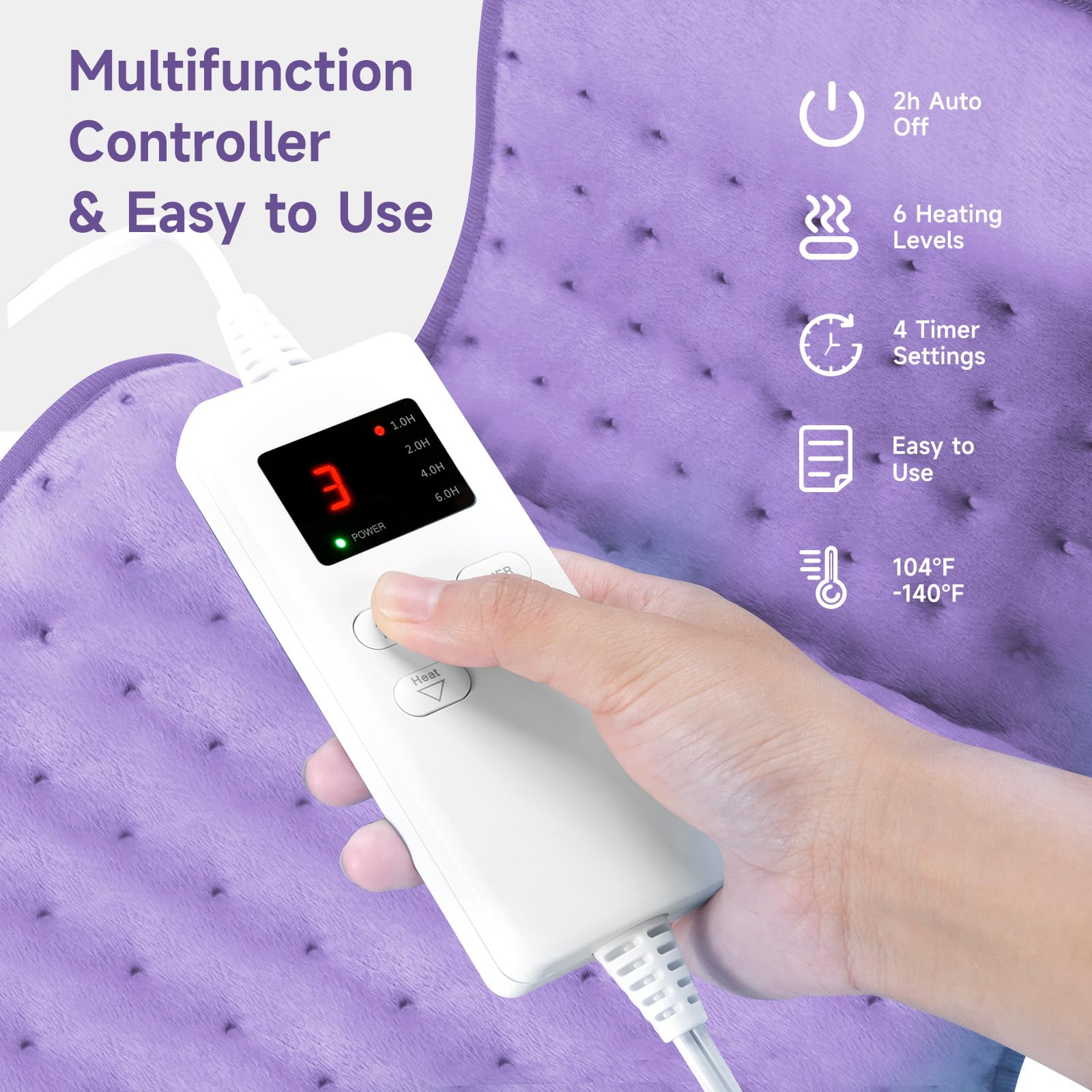 NBKLS heating pad 20x24 on-bed usage for convenient relief.