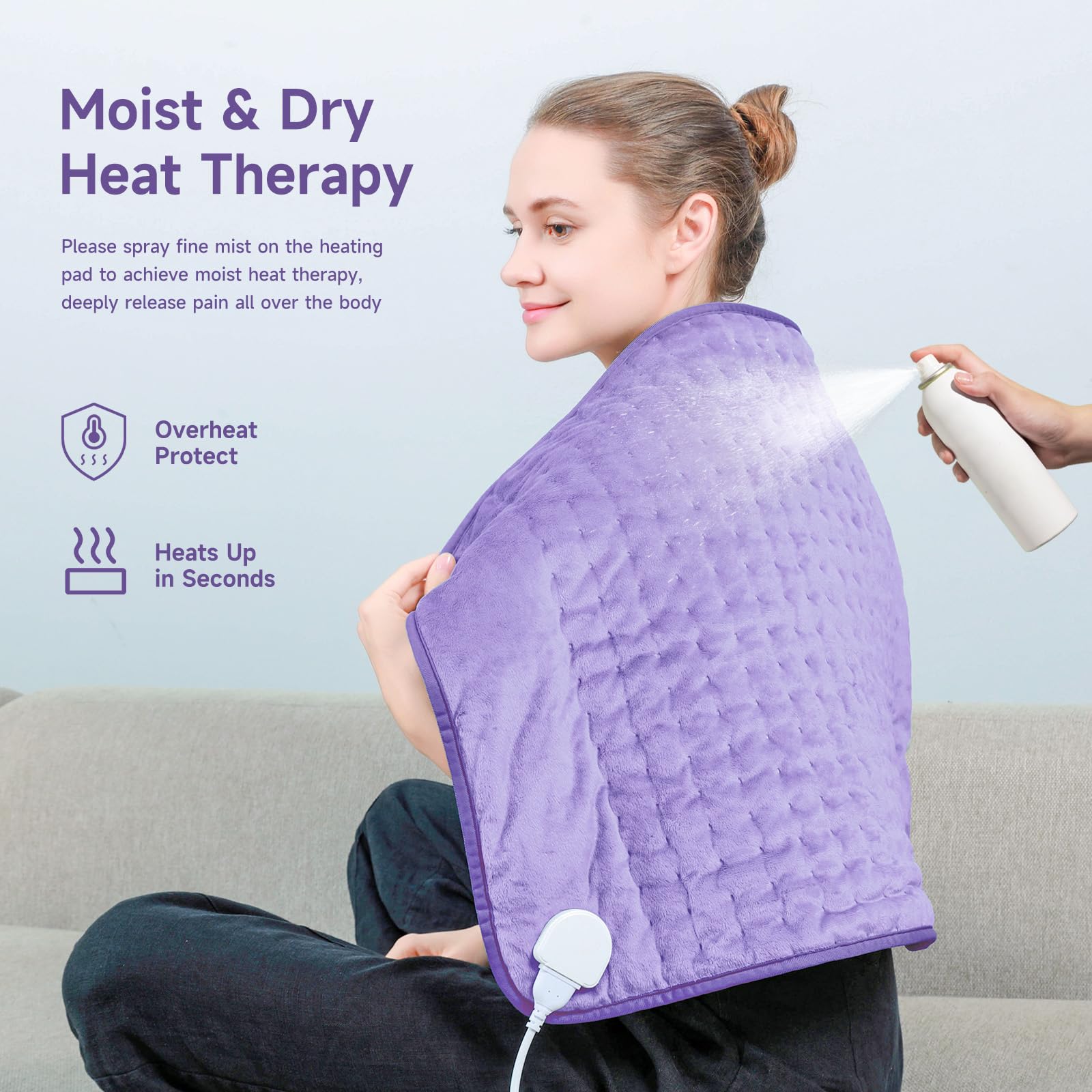 NBKLS heating pad 20x24 washable cover for easy cleaning.