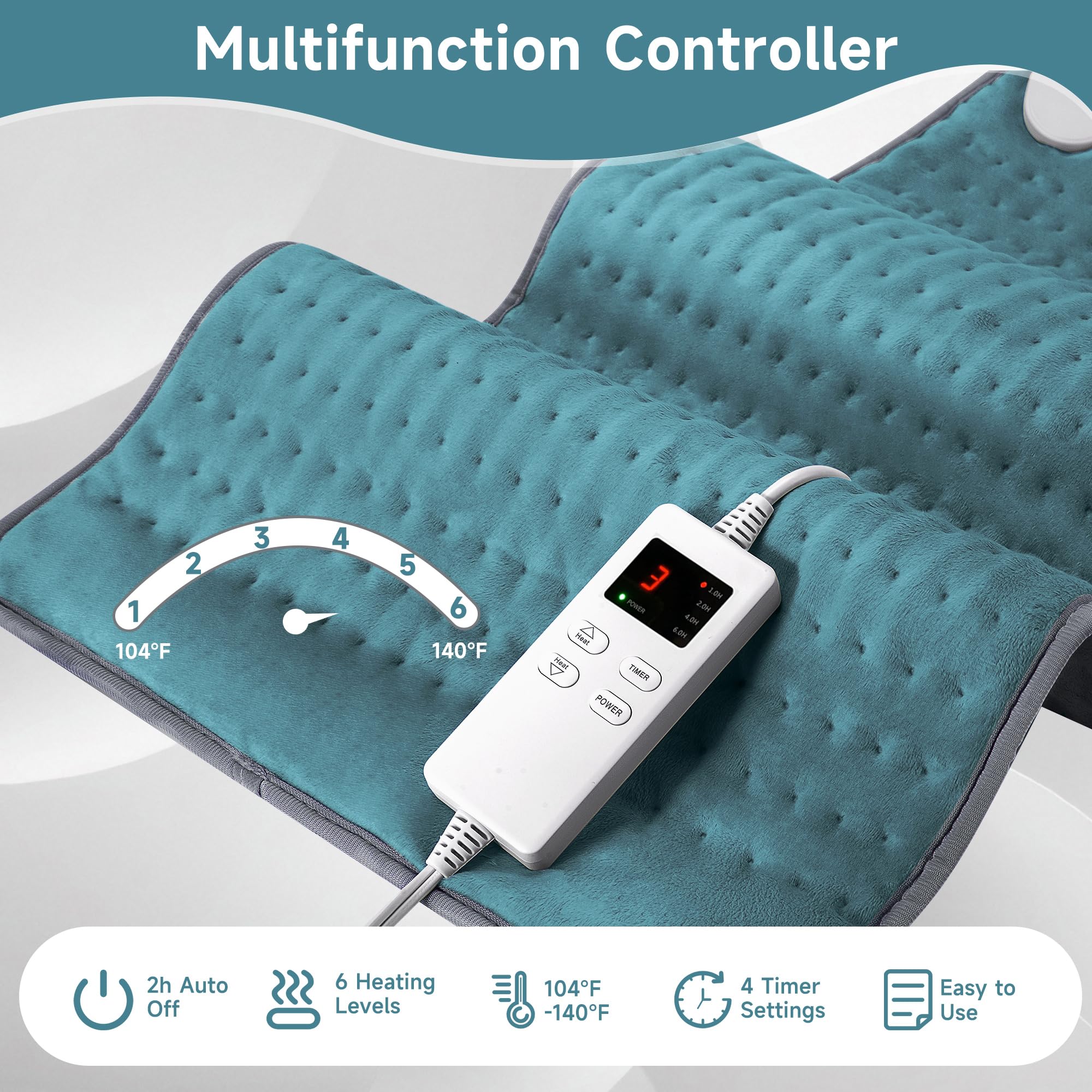 NBKLS heating pad soft plush interior delivers gentle comfort