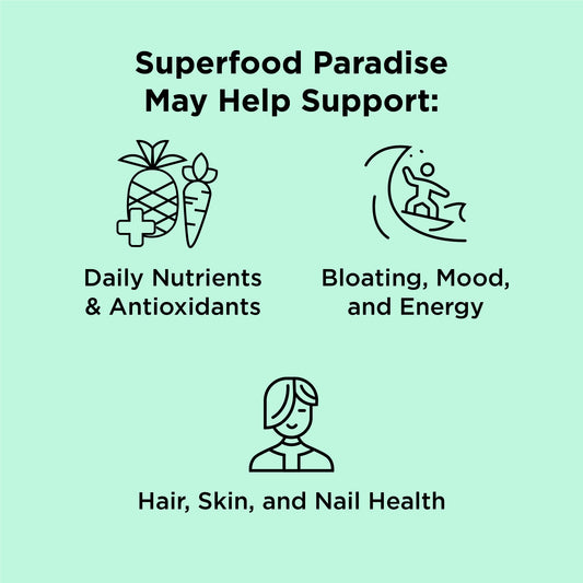 nbpure Earthy Andy Paradise digestive scoop highlights blend for easier digestion.