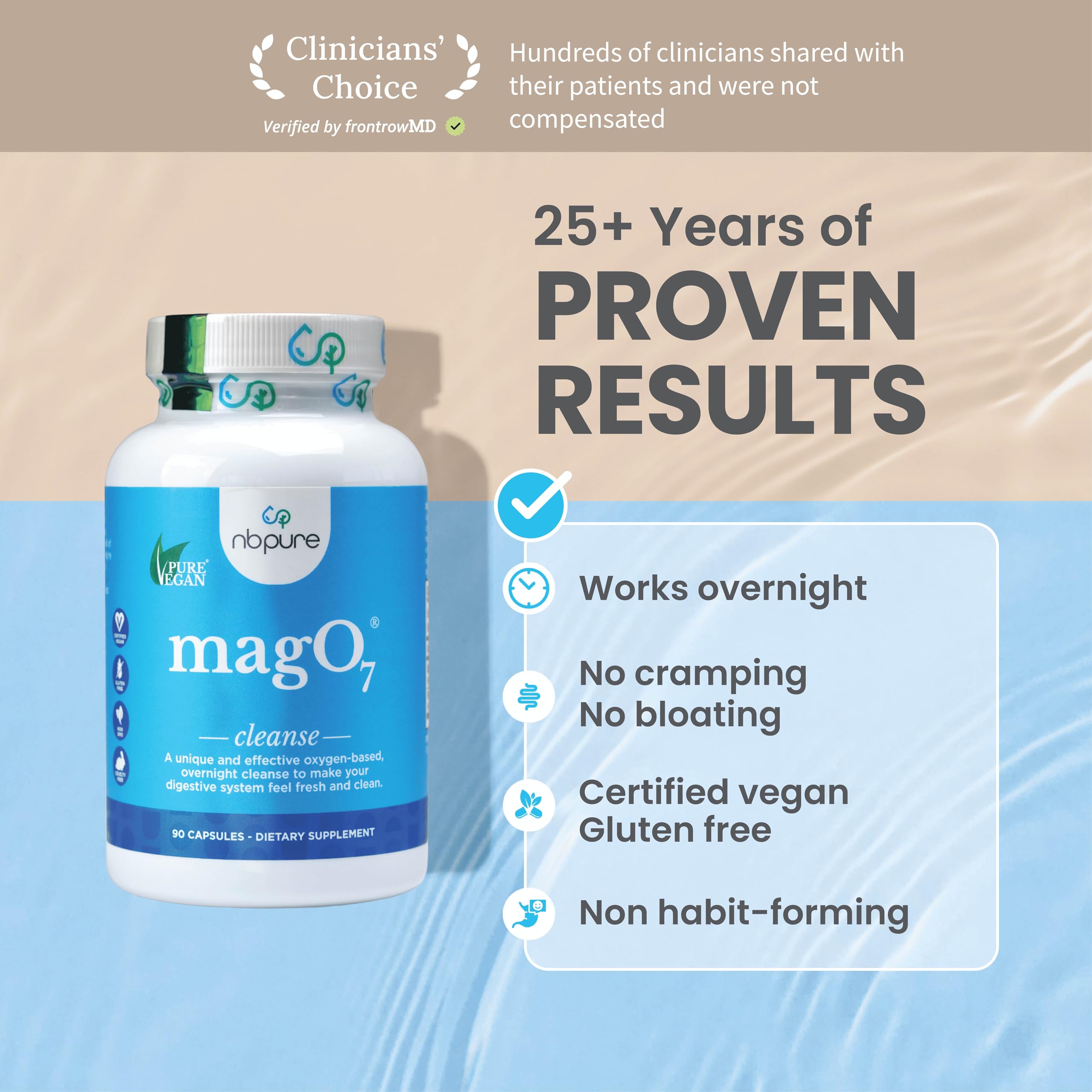 nbpure MagO7 ingredients panel highlighting oxygenated magnesium oxide benefits