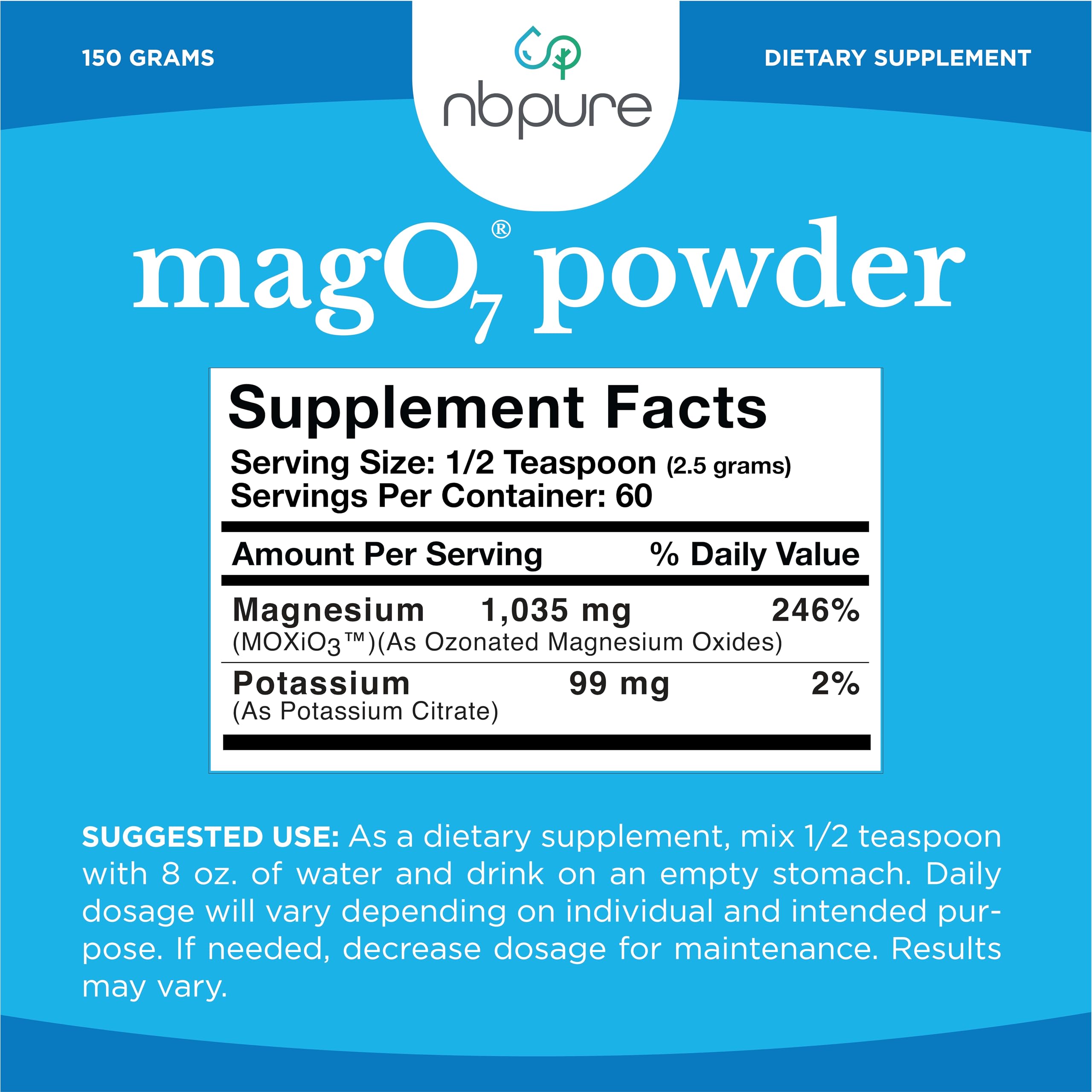 nbpure MagO7 packaging diagram helps visualize contents and daily serving.