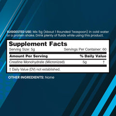 nbpure Micronized Creatine Monohydrate label highlights allergen-free, non-GMO quality for mindful shoppers.