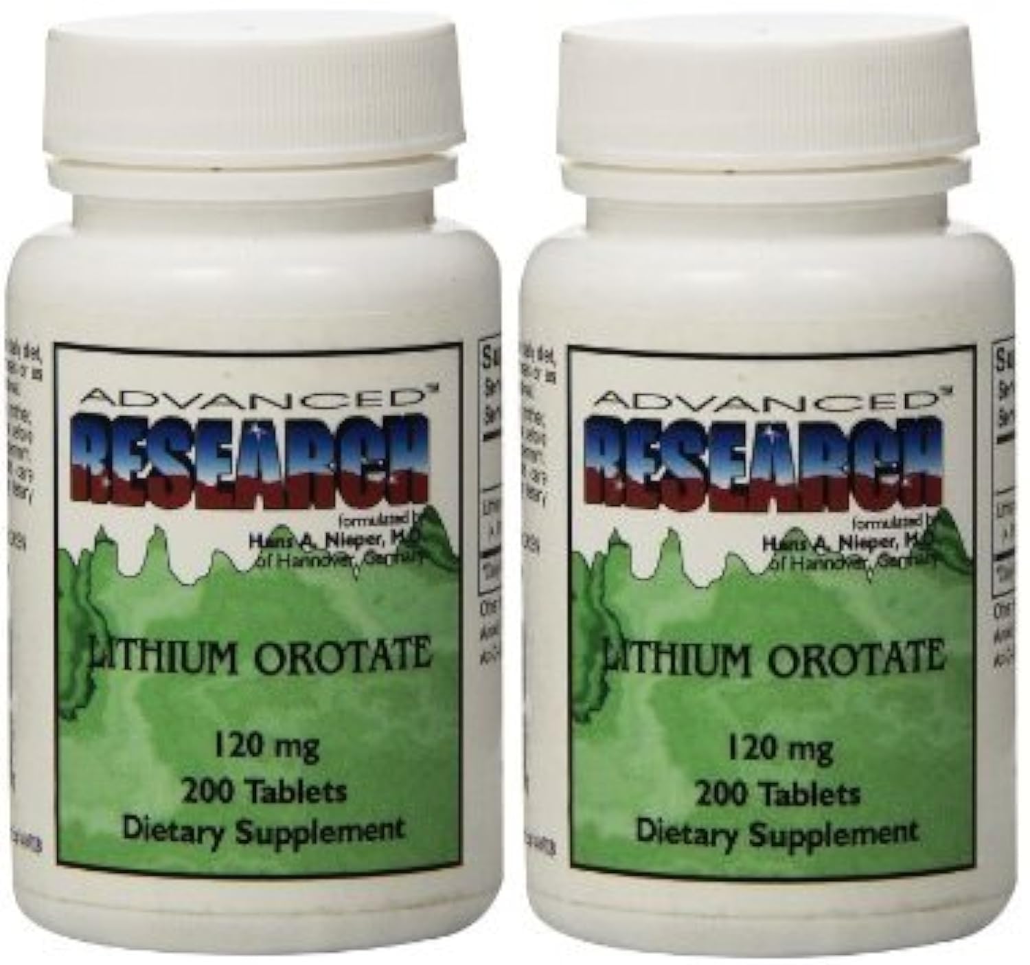 NCI Advanced Research Lithium Orotate tablets pouring from bottle; easy daily dose.