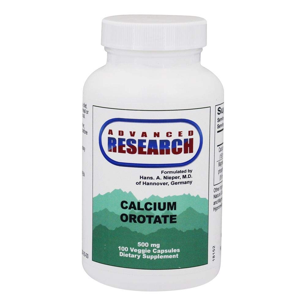 NCI Advanced Research calcium orotate capsules close-up showing capsule texture for easy swallowing.
