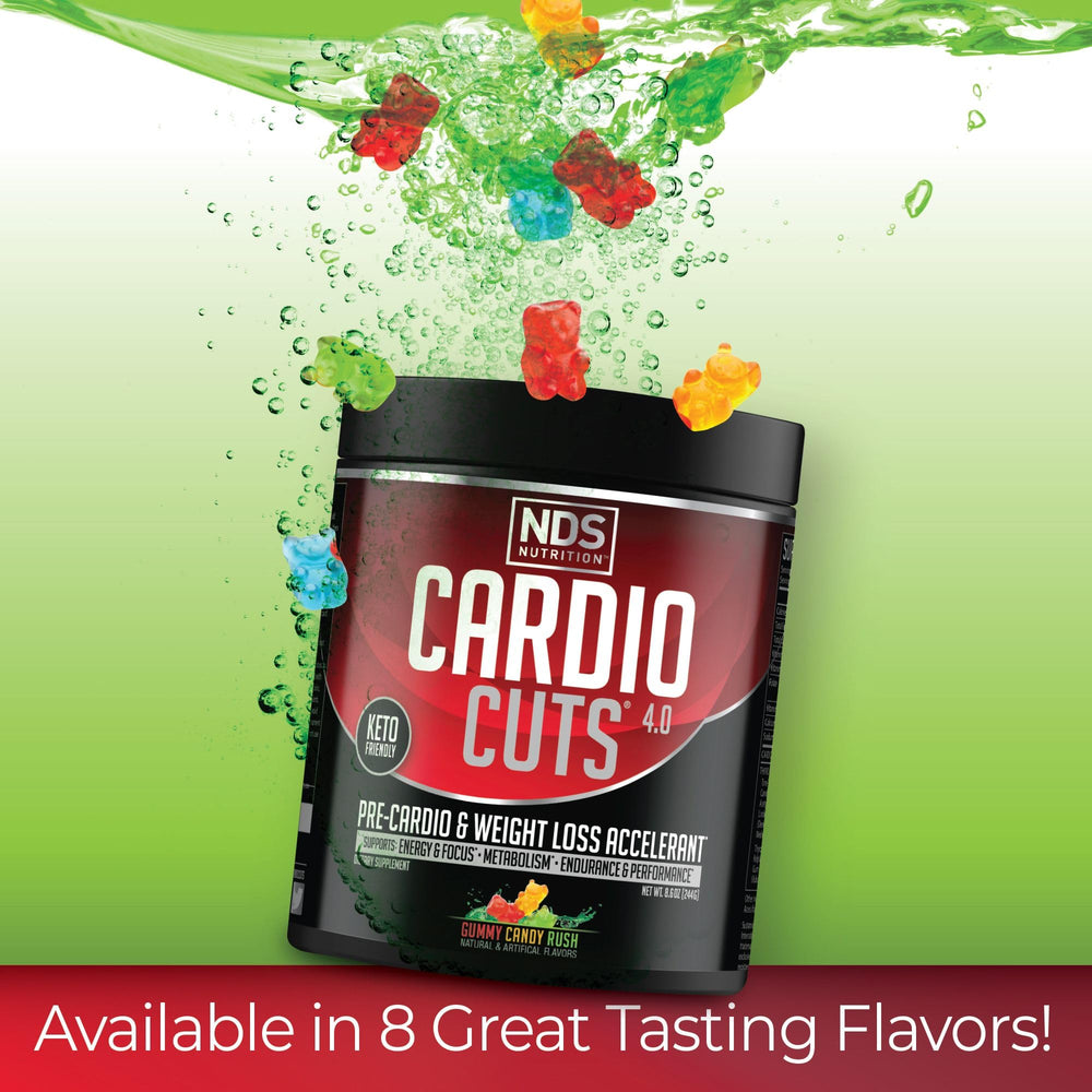 NDS Nutrition Cardio Cuts 4.0 athlete using gummies mid-workout
