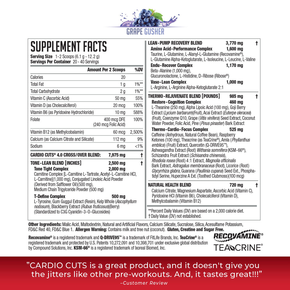 NDS Nutrition Cardio Cuts 4.0 grape gusher scoop preparing powder before cardio