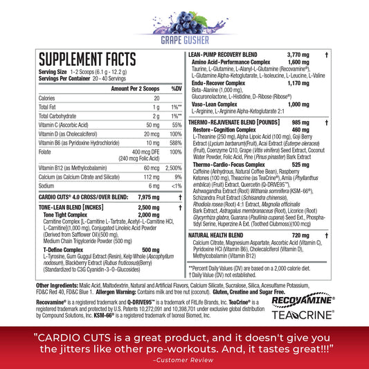 NDS Nutrition Cardio Cuts 4.0 grape gusher scoop preparing powder before cardio
