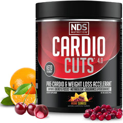NDS Nutrition Cardio Cuts 4.0 Miami Sunrise bottle shown for pre-workout energy