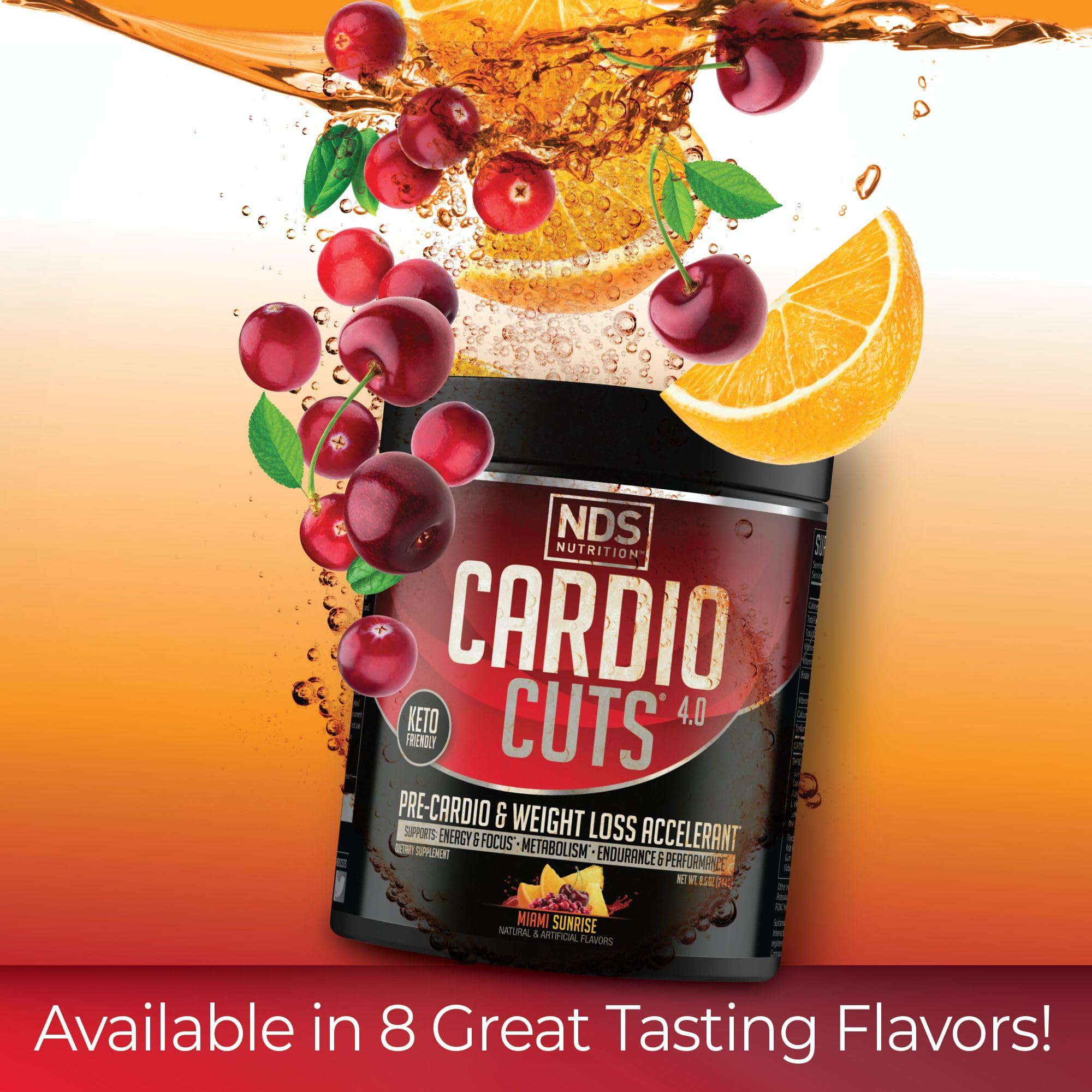 NDS Nutrition Cardio Cuts 4.0 Miami Sunrise packaging display