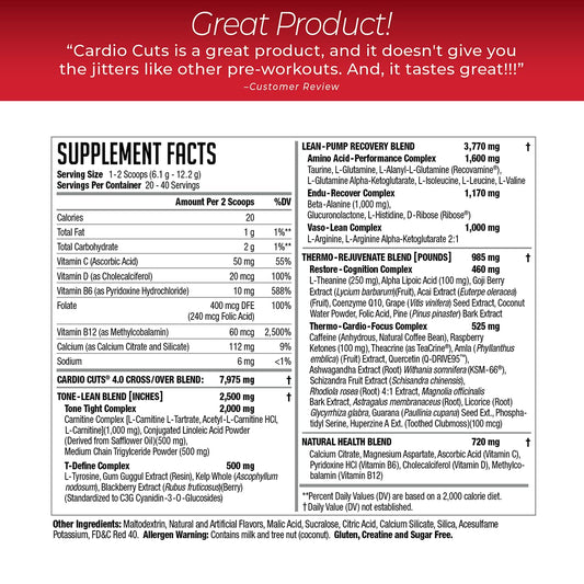 NDS Nutrition Cardio Cuts 4.0 Miami Sunrise scoop measuring powder