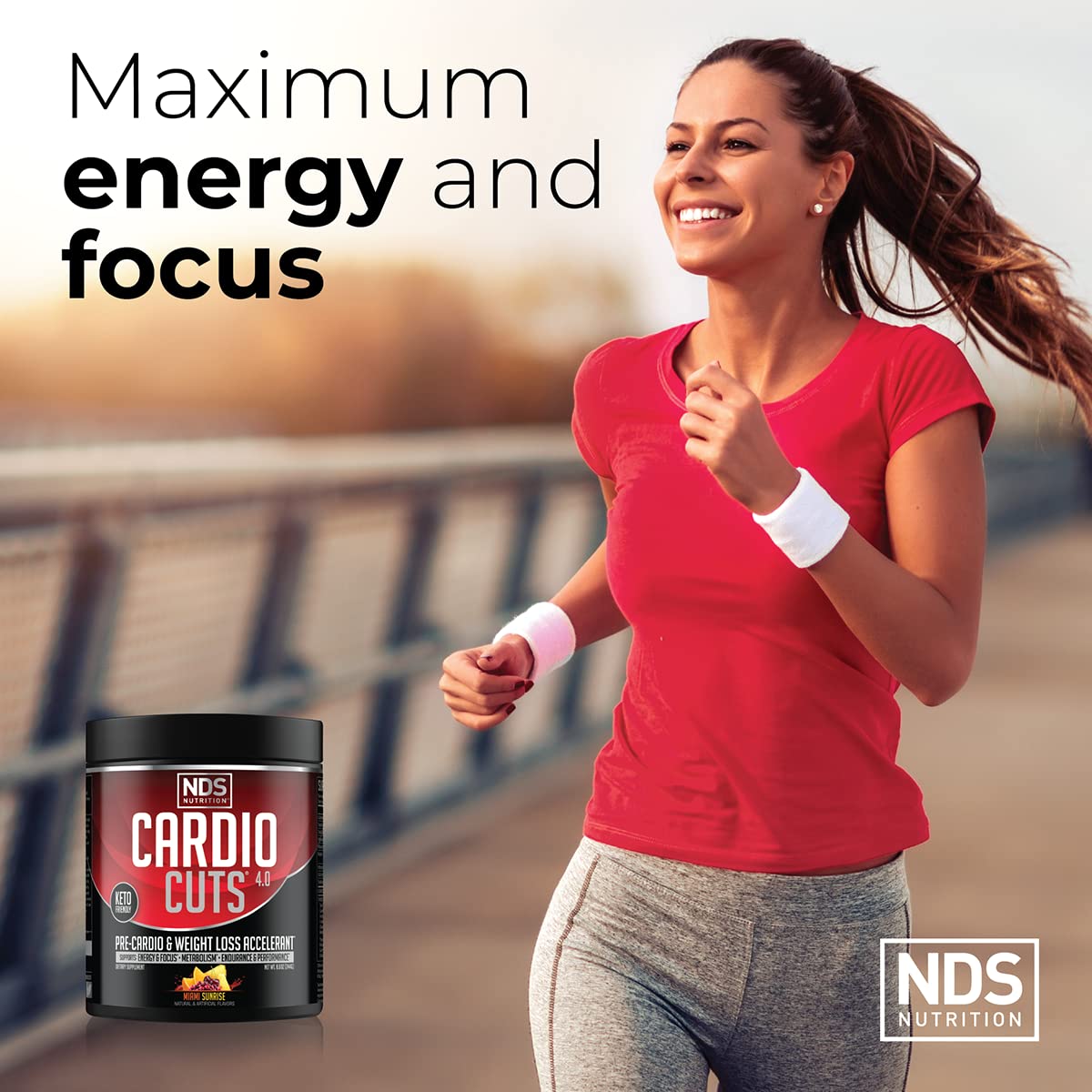 NDS Nutrition Cardio Cuts 4.0 Miami Sunrise shaker mixing during workout