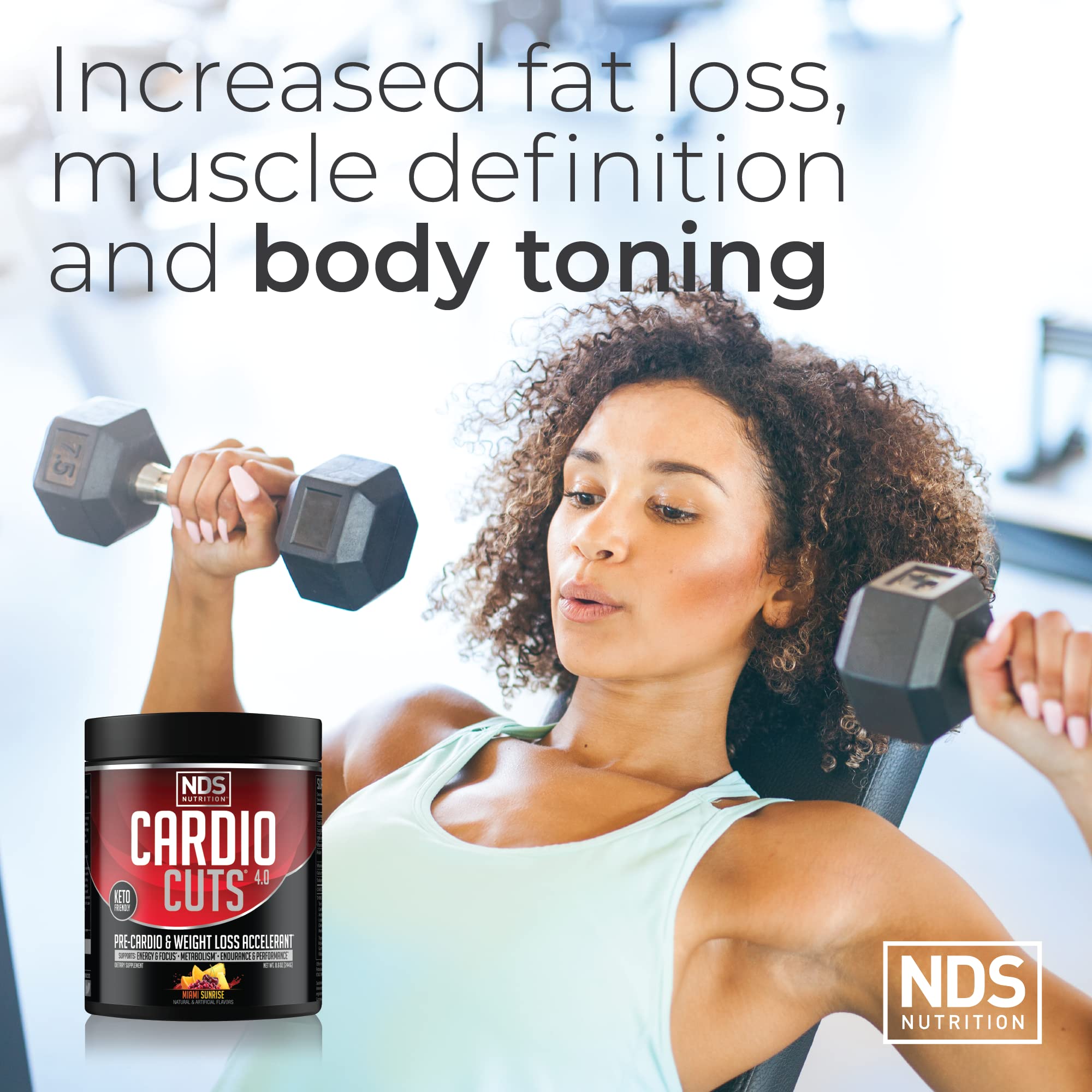 NDS Nutrition Cardio Cuts 4.0 Miami Sunrise tub closeup on texture