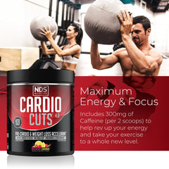 Gym bag scene with Cardio Cuts tub on the shelf.