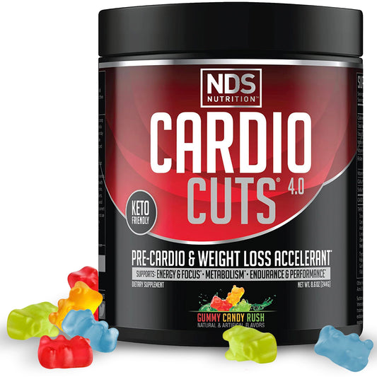 NDS Nutrition Cardio Cuts 4.0 tub front view, pre-workout energy boost