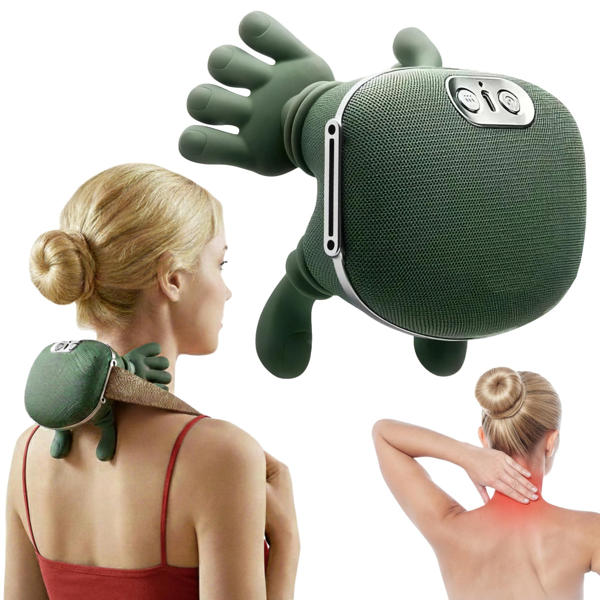 Neck and Back Massager with 6D kneading nodes for deep shoulder relief.