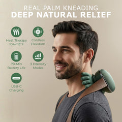 Ergonomic, lightweight massager that stays in place during use.