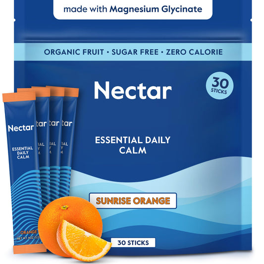 Nectar Calm bottle pour showing magnesium glycinate drink mix in action for relaxation