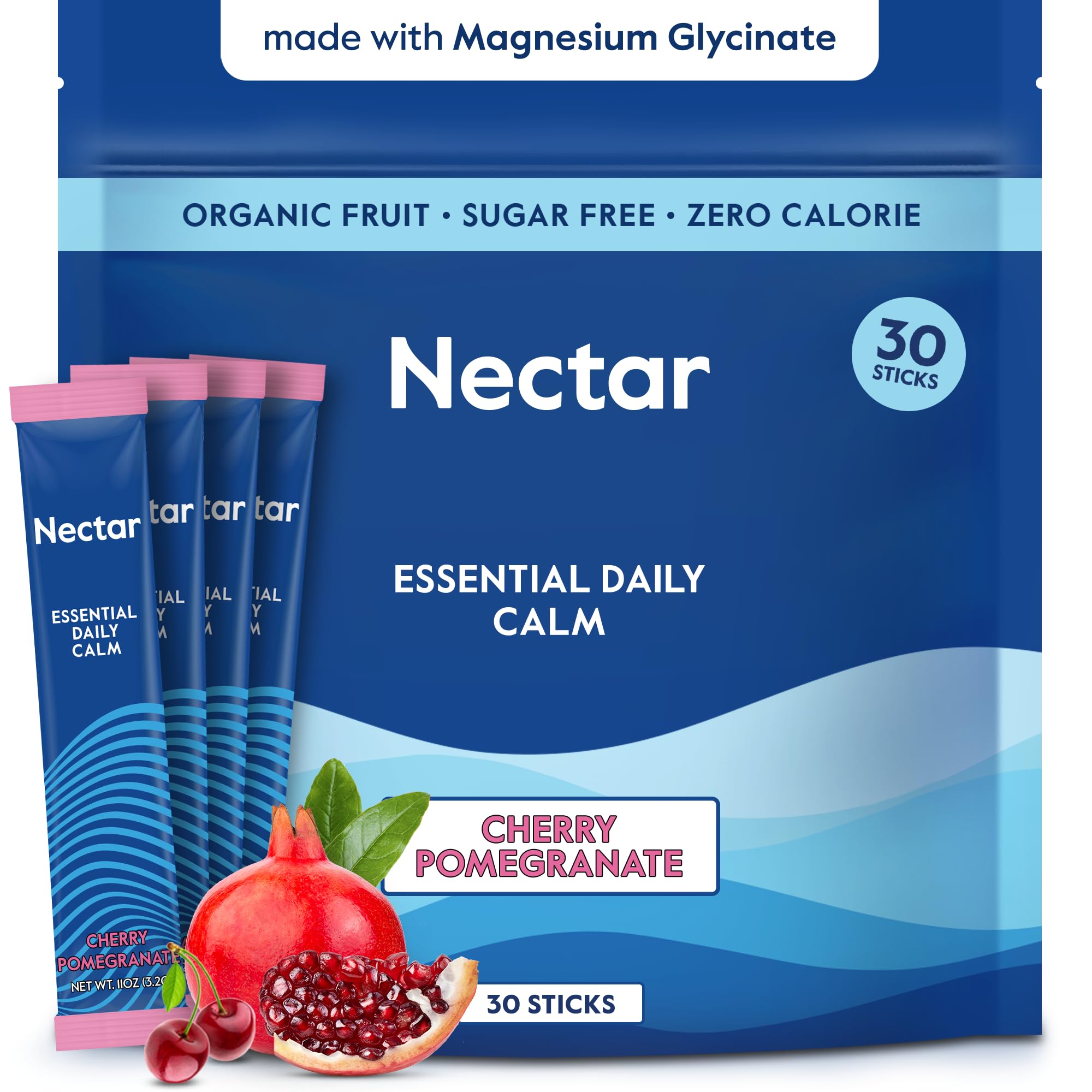 Nectar Calm magnesium glycinate powder ready to mix for relaxation