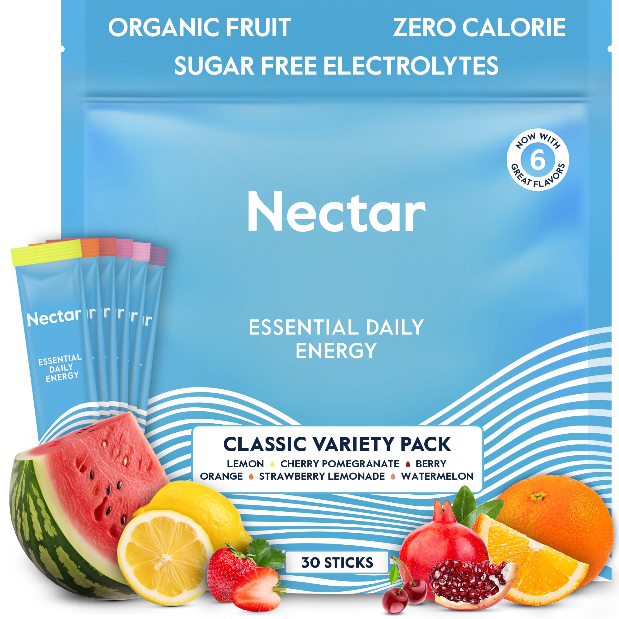 Nectar Energy Booster packet tear-and-pour for quick, on-the-go energy.