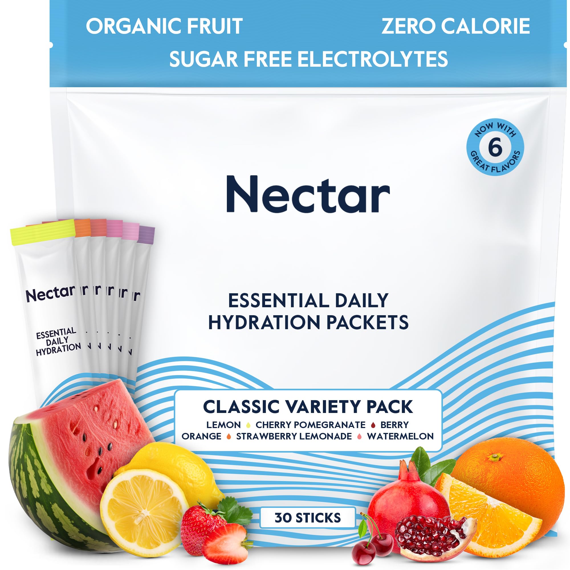 Nectar Hydration Packets tub for convenient daily electrolyte support on the go.