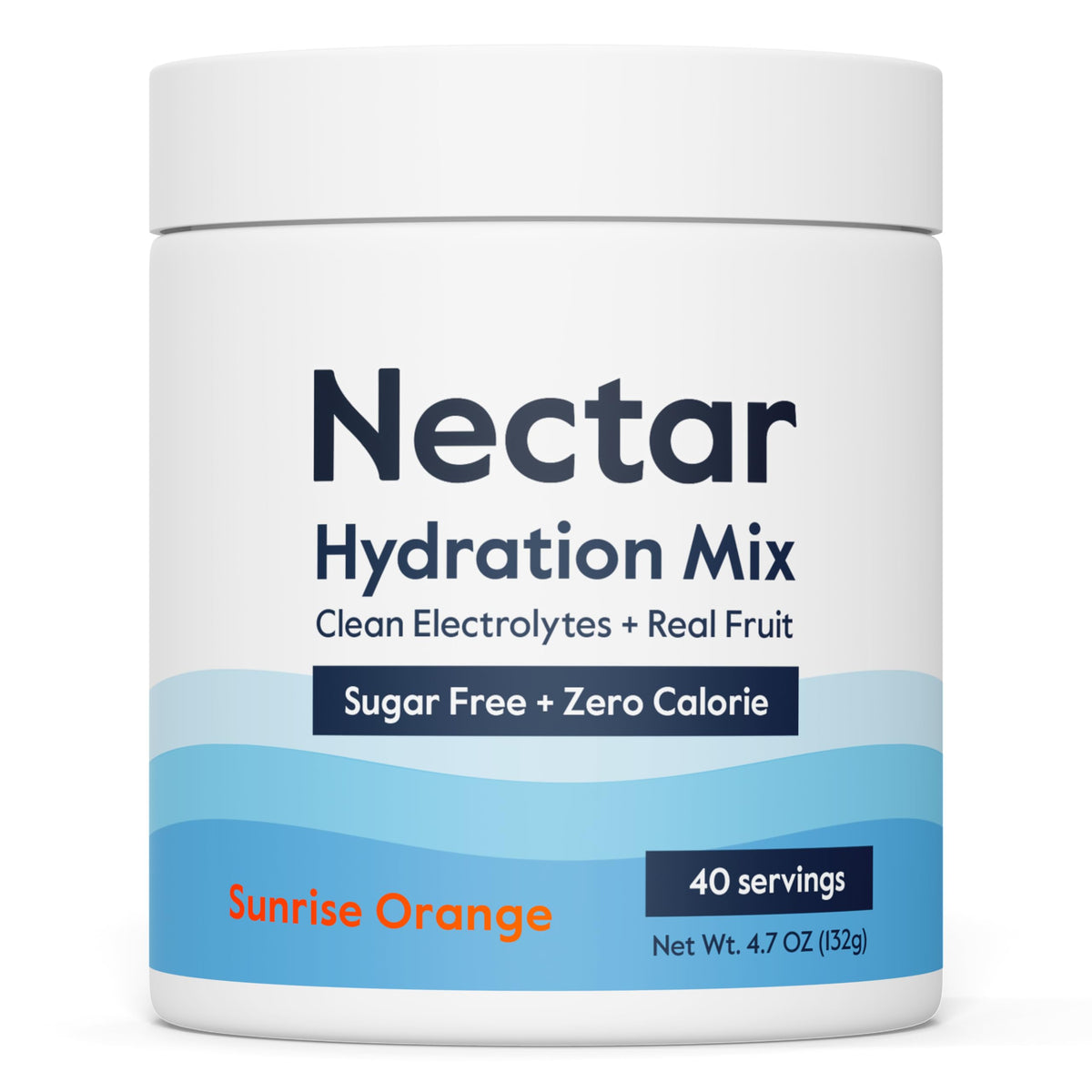 Nectar orange tub cover close-up for portable zero-calorie hydration.