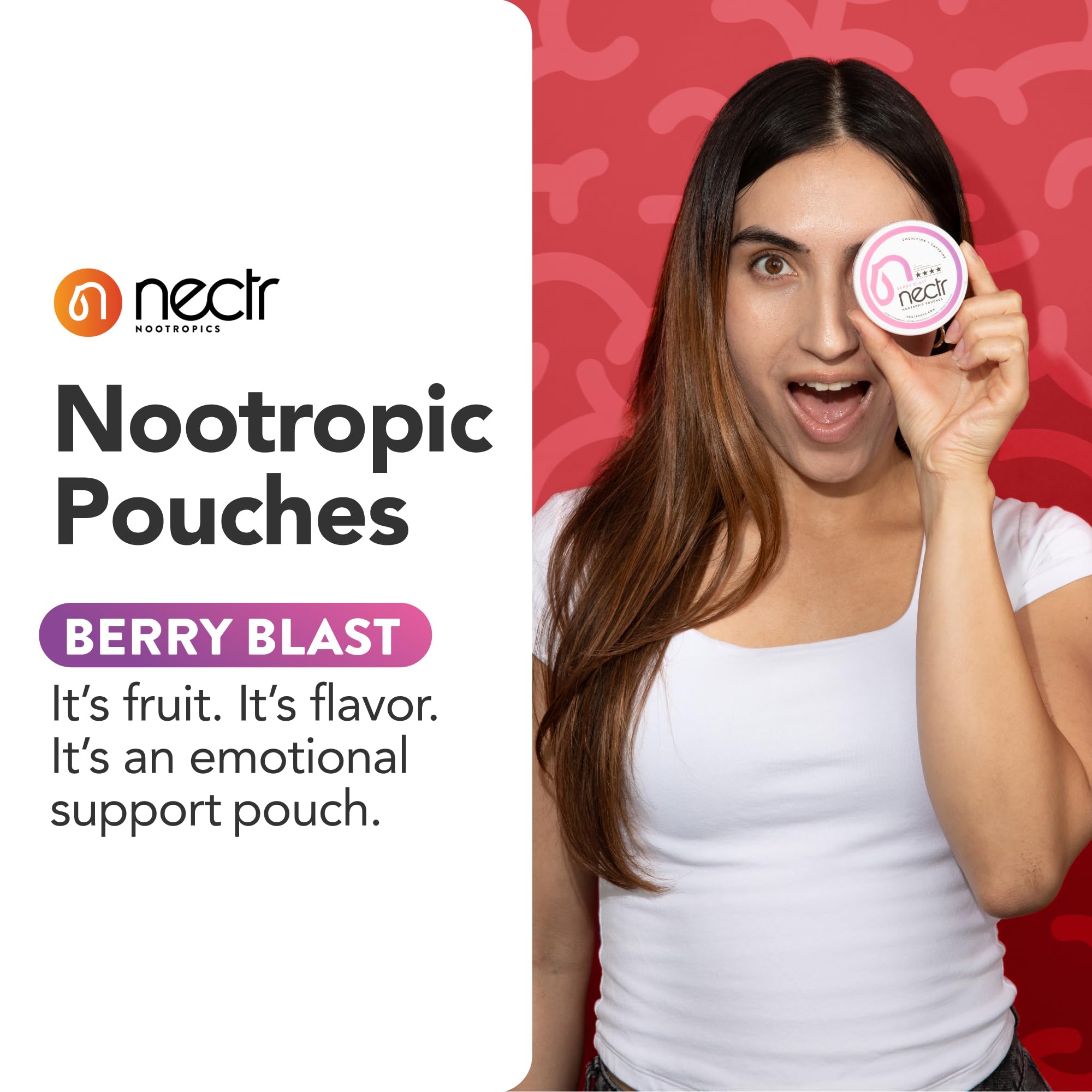 Nectr Energy Berry Blast pack front shows slim pouches