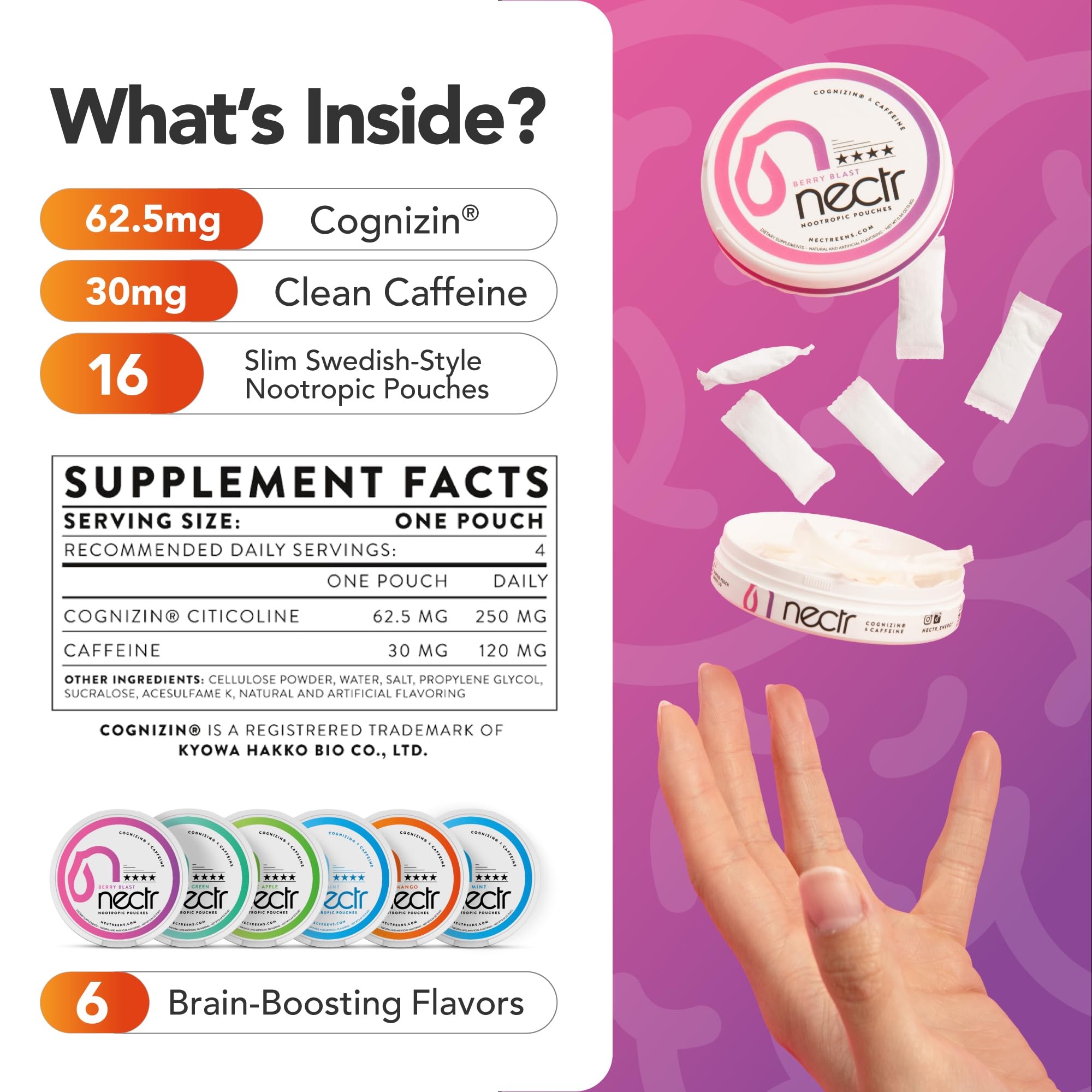 Nectr Energy Sugar-Free label highlights no sugar