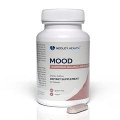 Nedley Health Mood bottle front view highlighting saffron and SAMe for mood balance.