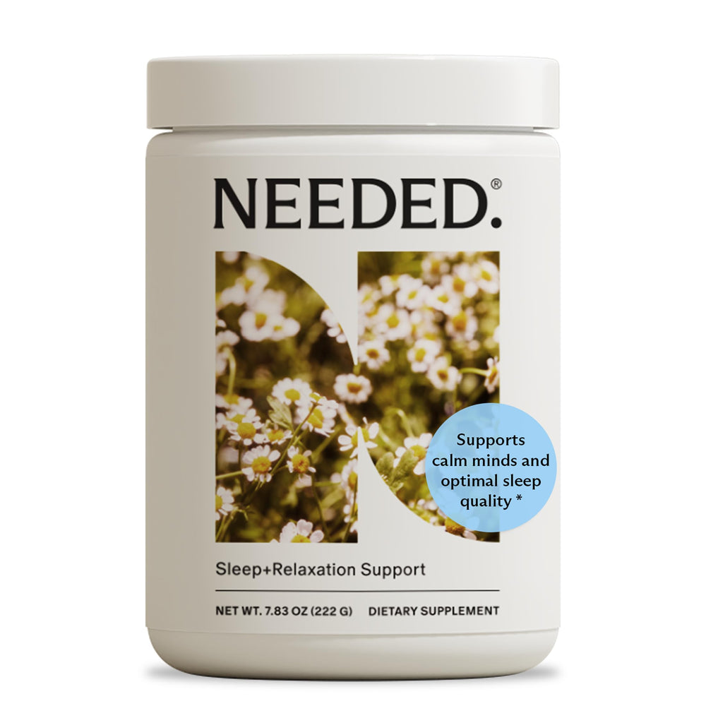 Needed Chamomile Powder bottle for a calming evening ritual.