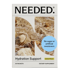 Needed Hydration Lemon packets front view for on-the-go hydration during pregnancy