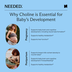 Needed Prenatal Choline+ packaging signaling support for a healthy pregnancy.