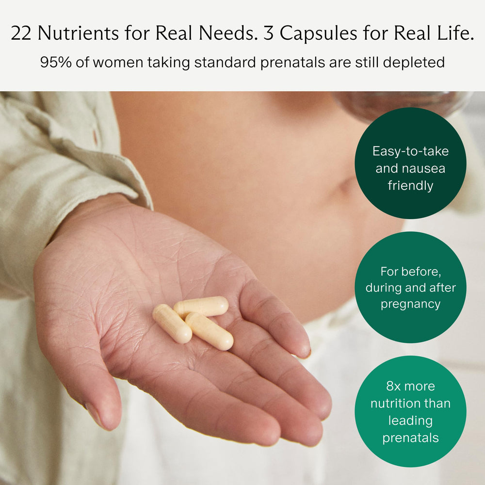 Needed Prenatal label close-up highlights methylfolate and vitamin D3.