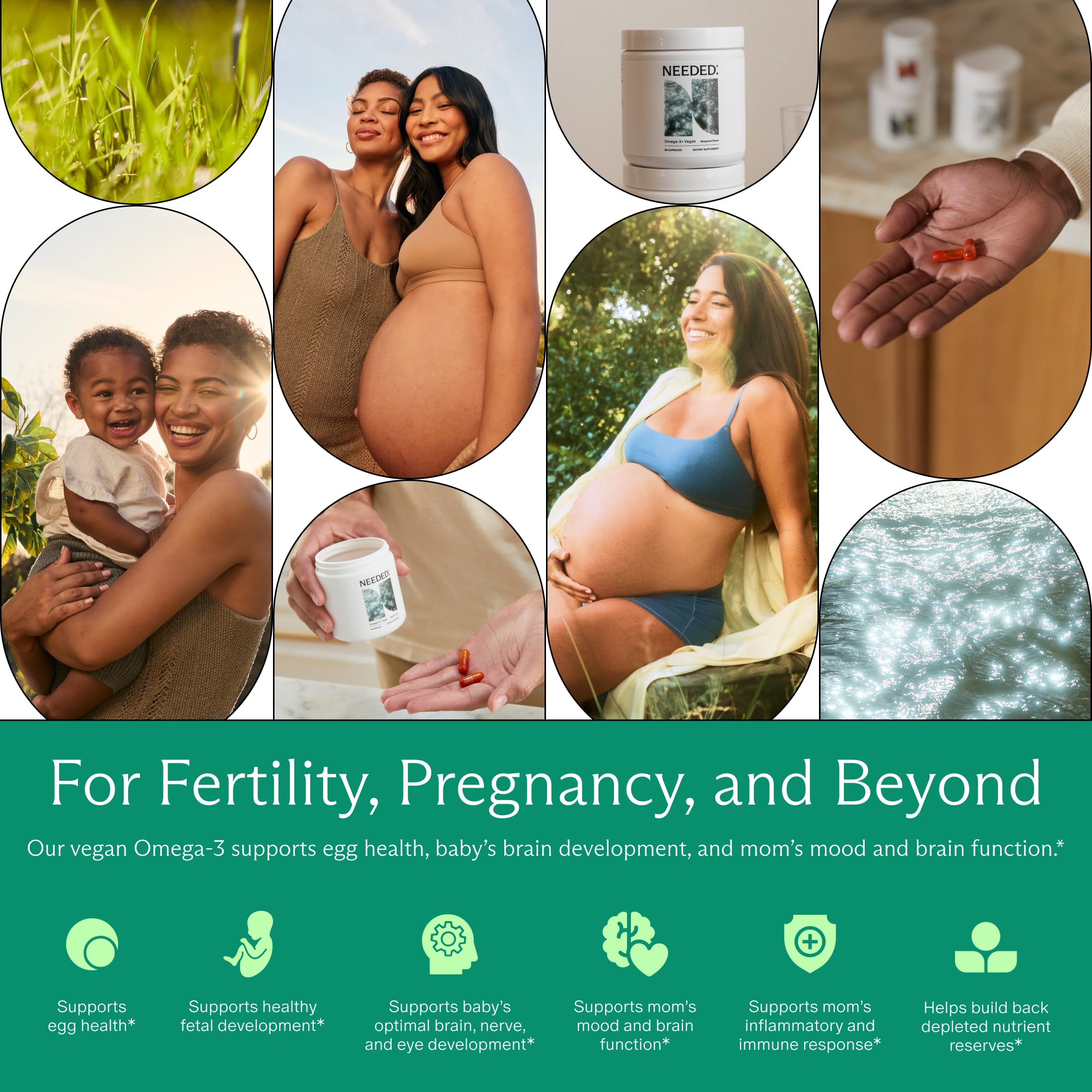Needed Prenatal Omega-3 microalgae ingredients include choline and lutein zeaxanthin.