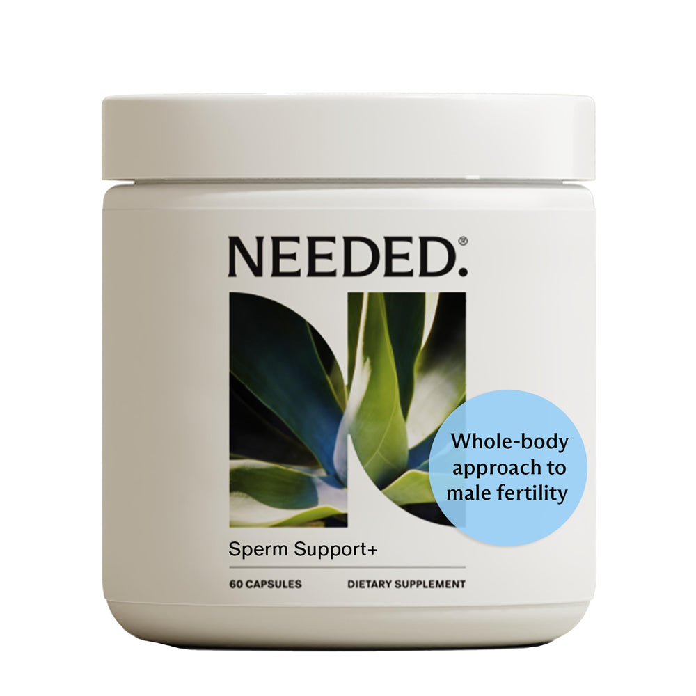 Needed Sperm Support bottle-front shows clean, easy-to-read design for daily vitality.