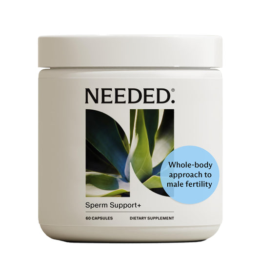 Needed Sperm Support bottle-front shows clean, easy-to-read design for daily vitality.