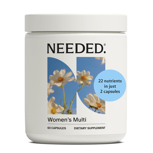 Needed Women's Multivitamin bottle front view supports daily energy.