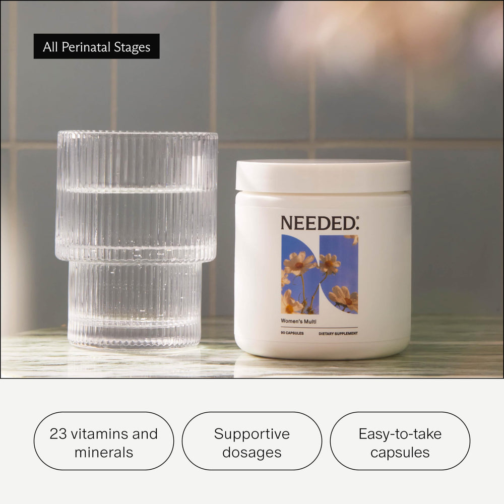 Needed Women’s Multivitamin capsules close-up highlighting nutrient-rich formula