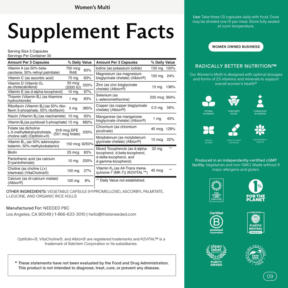 Needed Women’s Multivitamin citrus scent insert enhances sensory experience